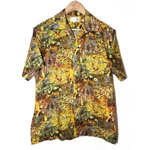 Summer Vintage Andrade Honolulu Yellow Chinoiserie Floral Shirt